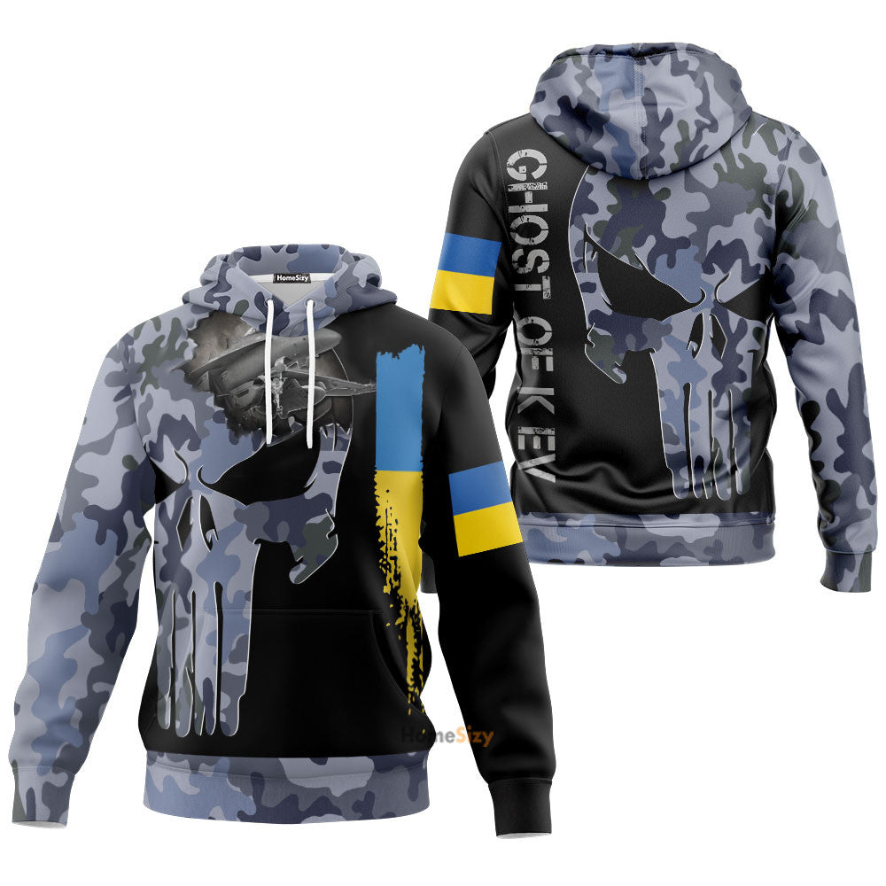 Stand With Ukraine Camo Hoodie Ghost Of Kiev Merch Qt210681Hf - Image 3