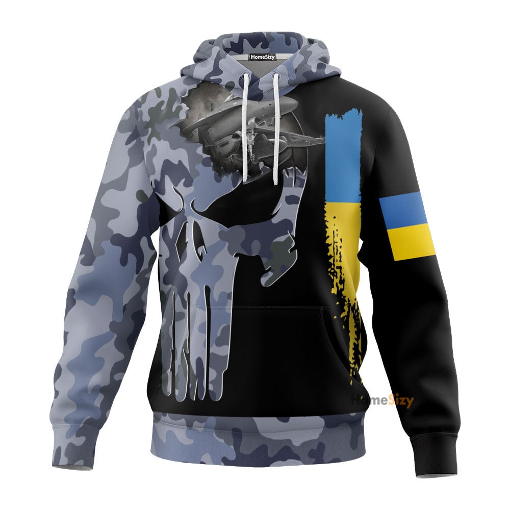 Stand With Ukraine Camo Hoodie Ghost Of Kiev Merch Qt210681Hf