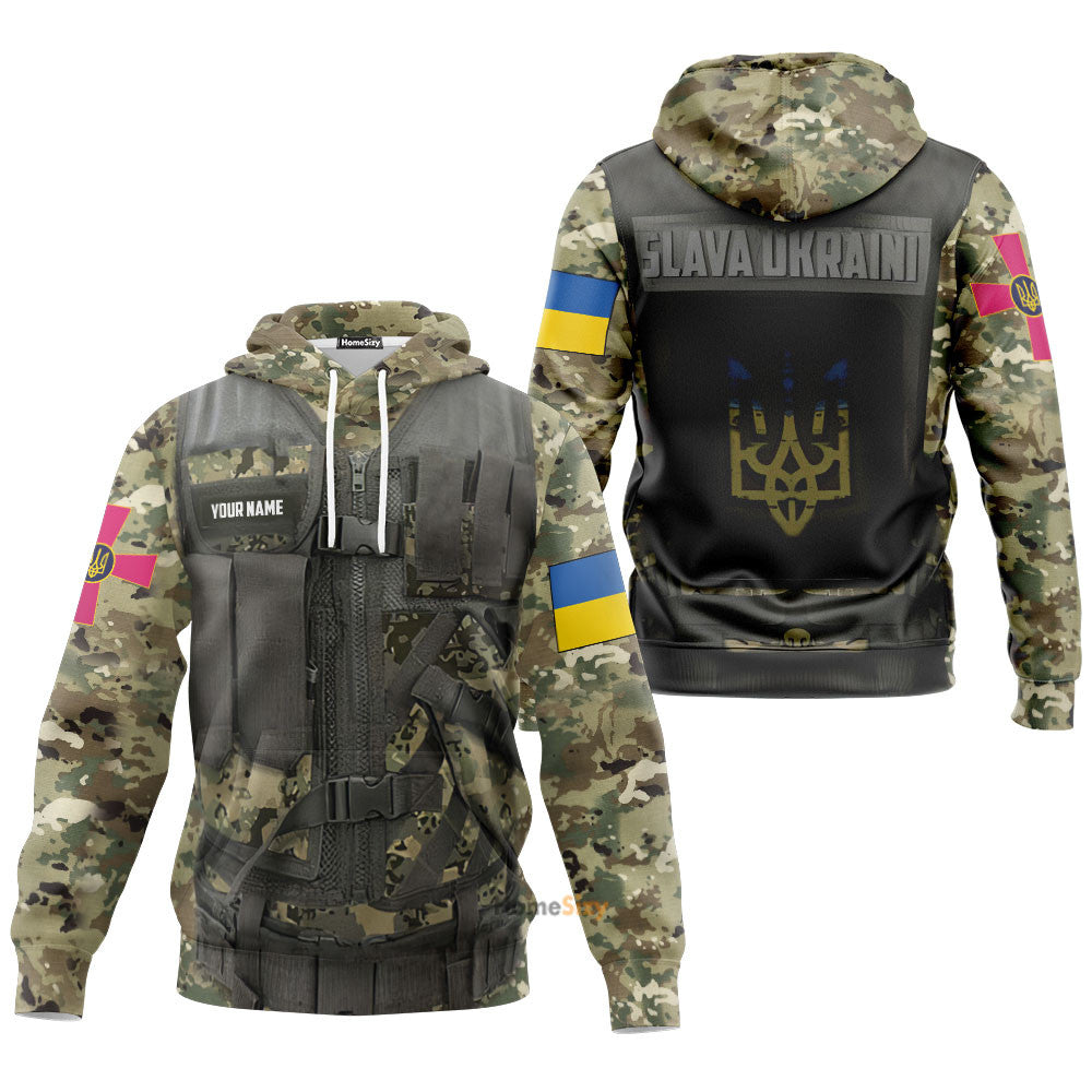 Personalized Custom Name Ukraine Army Camouflage Hoodie Qt209170 - Image 3
