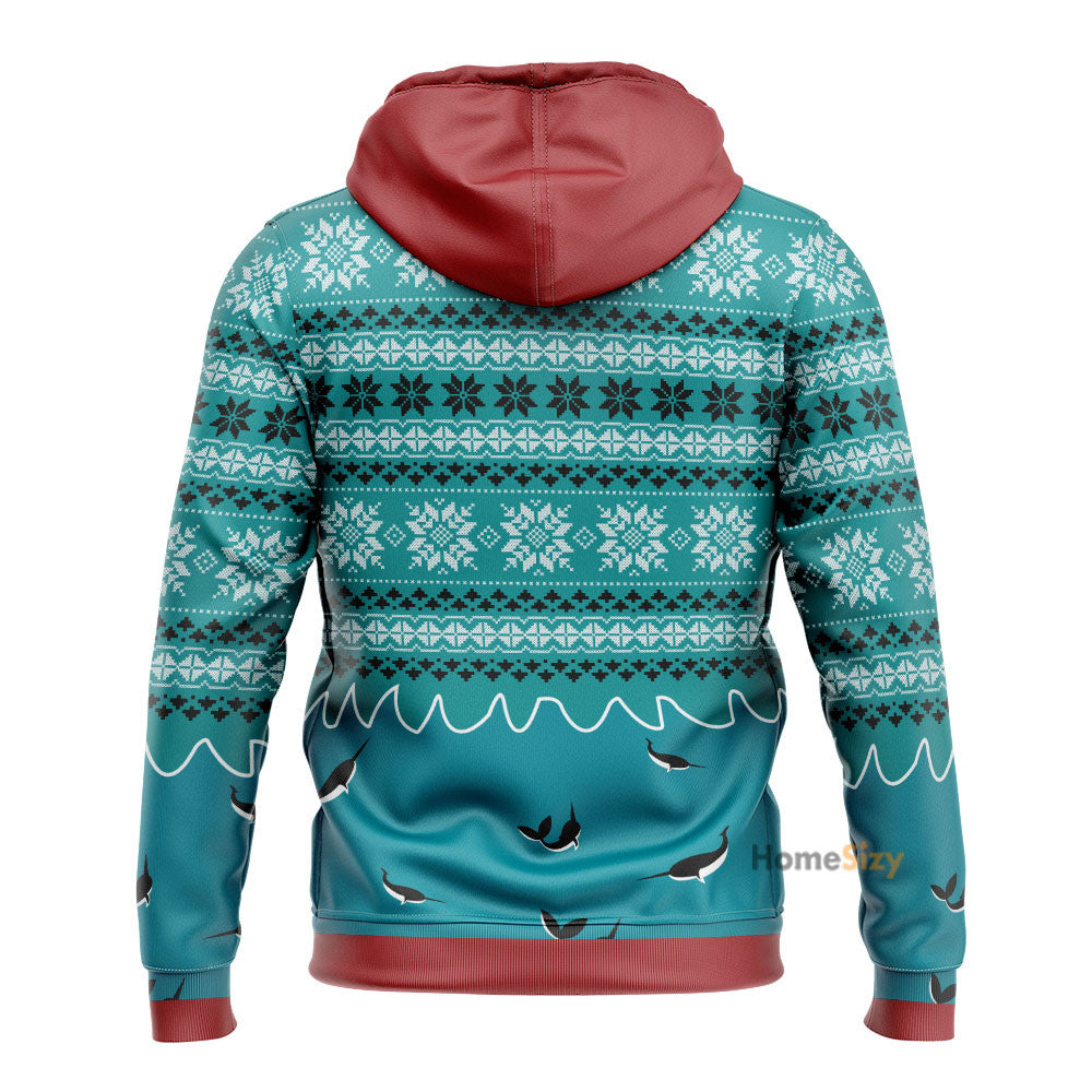 Ugly Unicorn Riding Narwhal Christmas Hoodie Tshirt Qt210392Tf - Image 2
