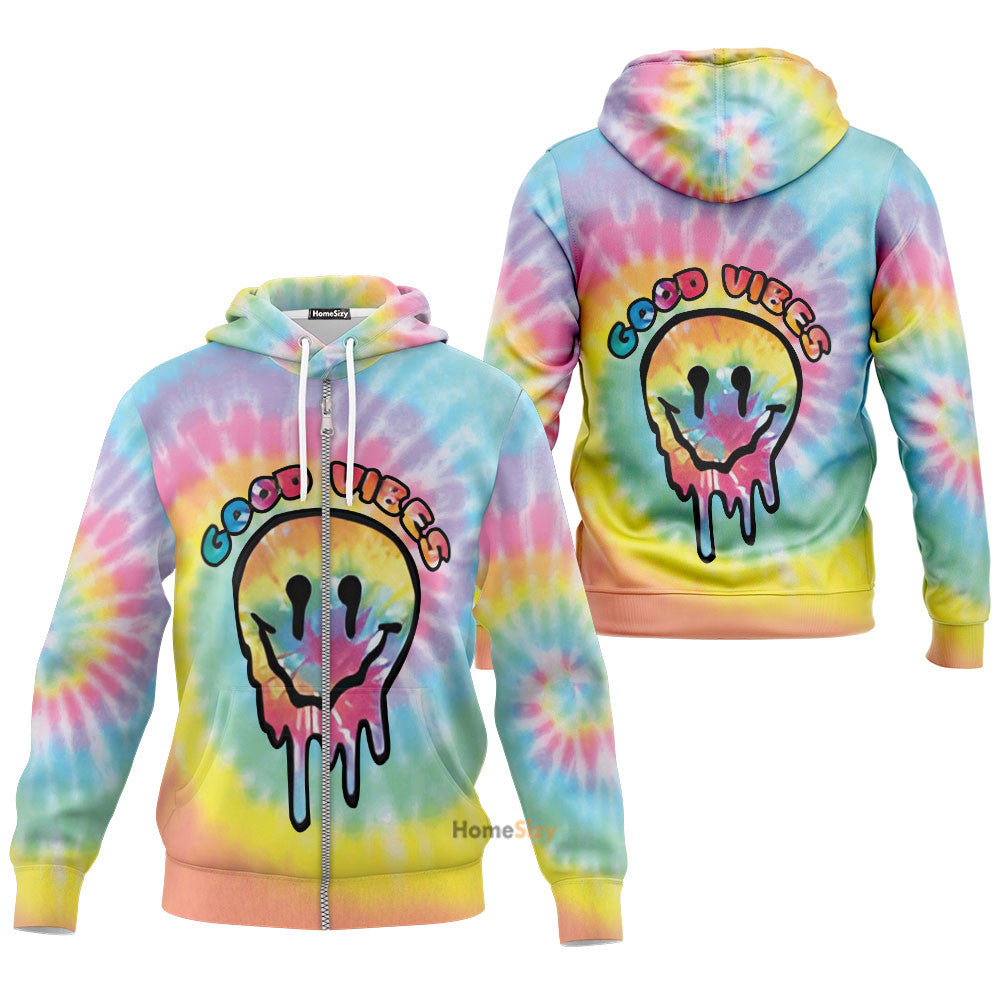 Good Vibes Smiley Face Custom Hoodie Qt210396Hf - Image 2