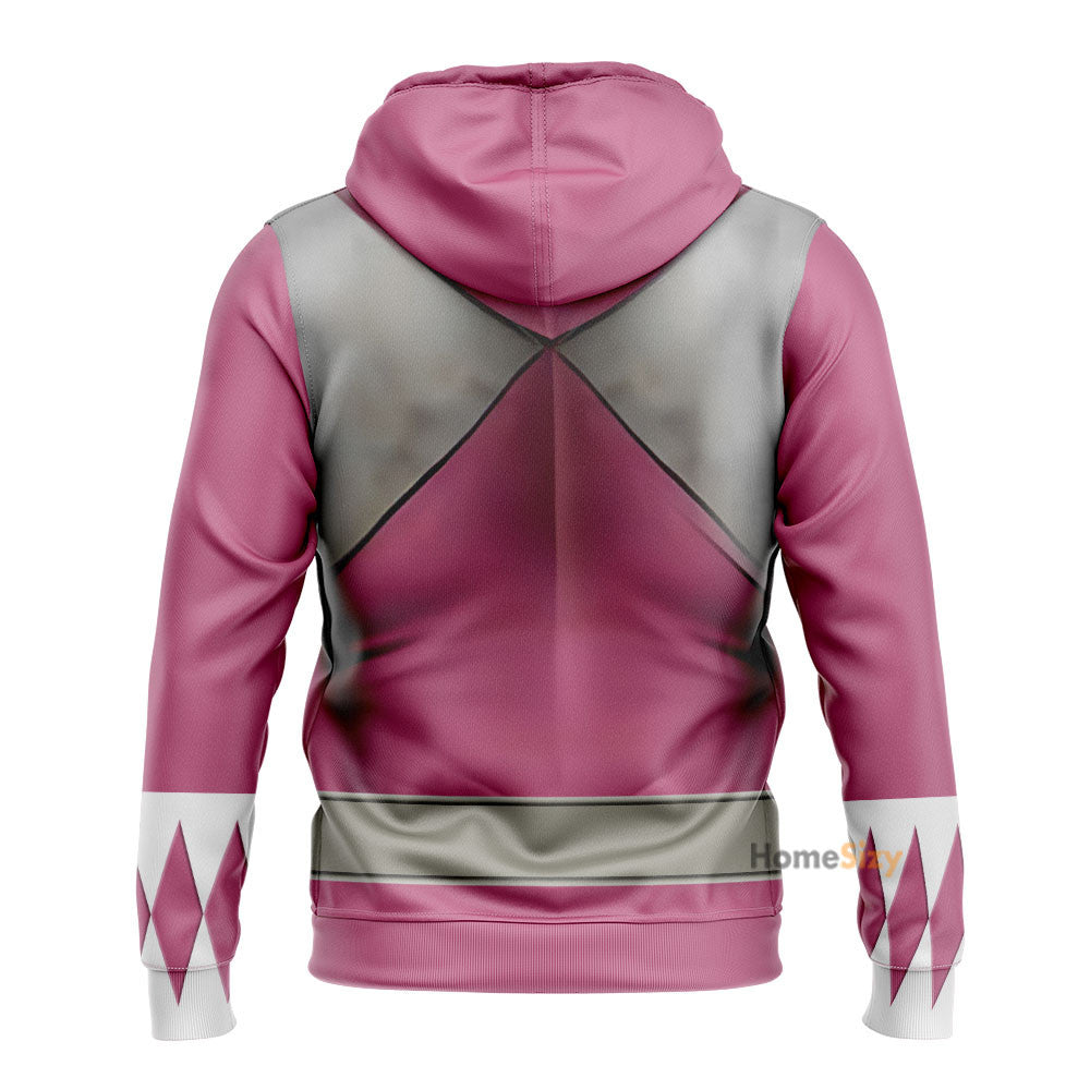 Pink Mighty Morphin Pink Power Rangers V6 - Cosplay Costume 3D Hoodie Qt303027 - Image 3