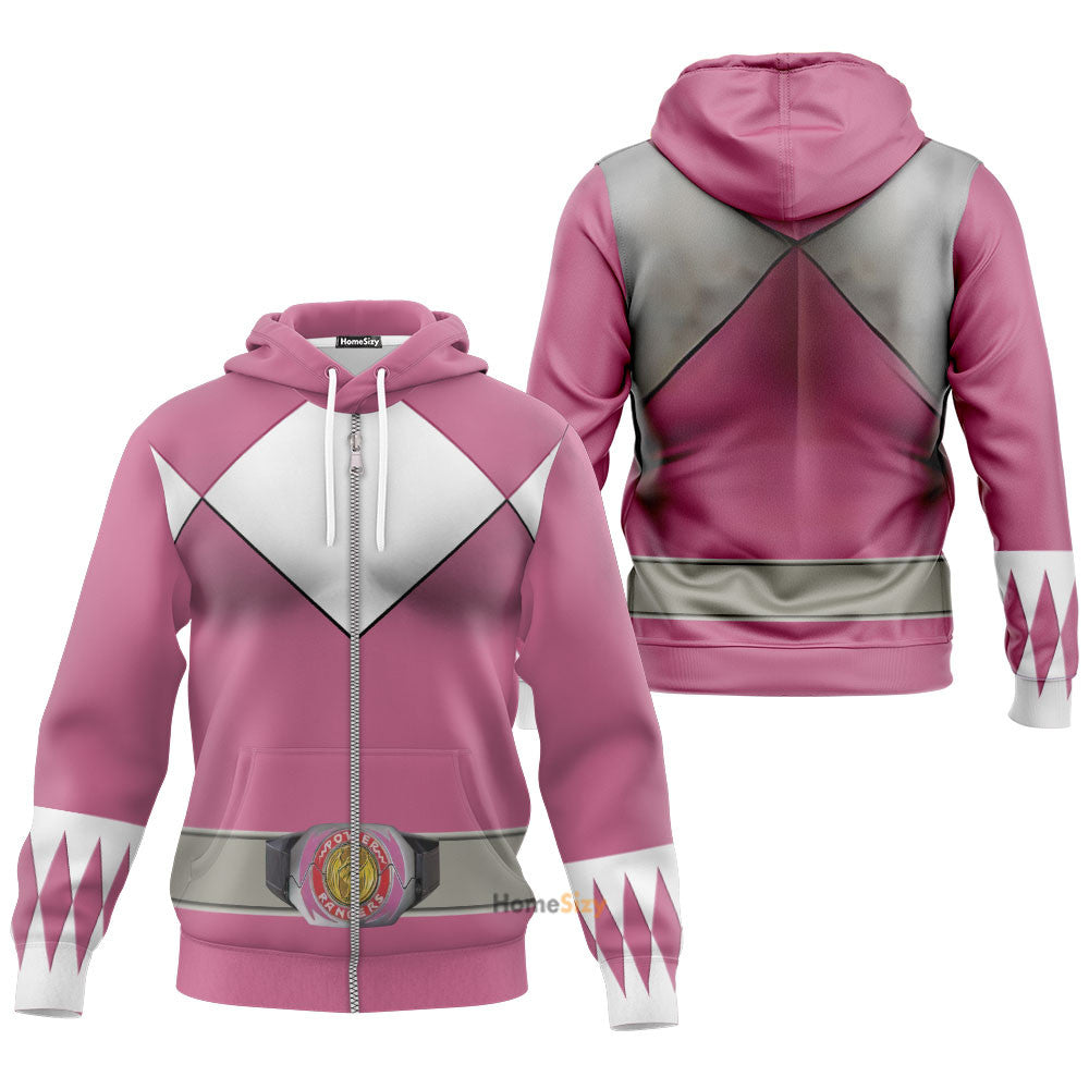 Pink Mighty Morphin Pink Power Rangers V6 - Cosplay Costume 3D Hoodie Qt303027 - Image 2