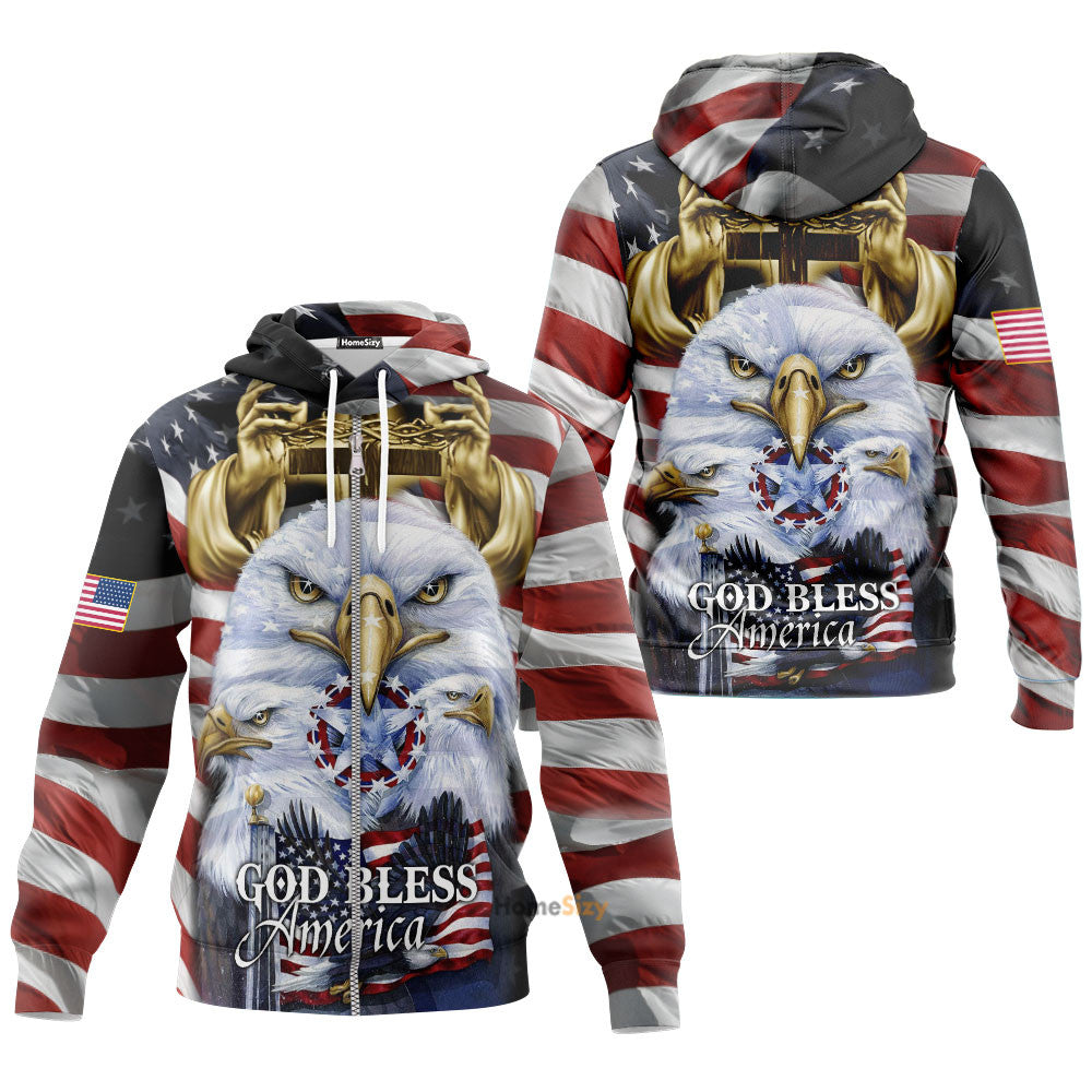 God Bless America White Eagle - 3D Hoodie Qt208684 - Image 2