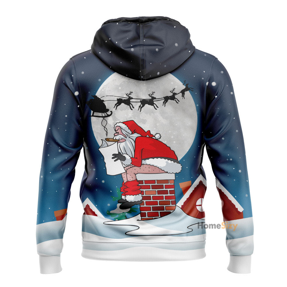 Santa Claus Sitting On Christmas Chimney Funny - 3D Hoodie Qt309806 - Image 3