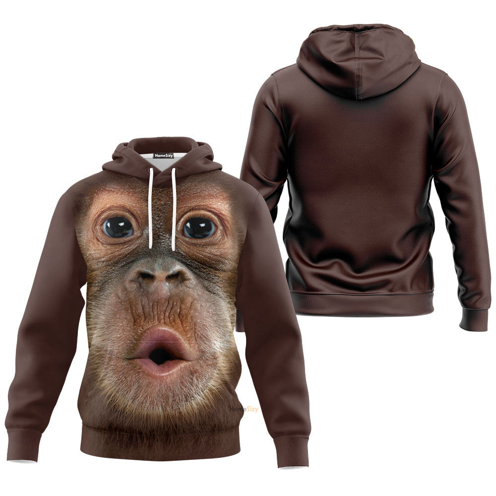 Monkey Brown - 3D Hoodie Tshirt Sweatshirt Qt312012 - Image 3