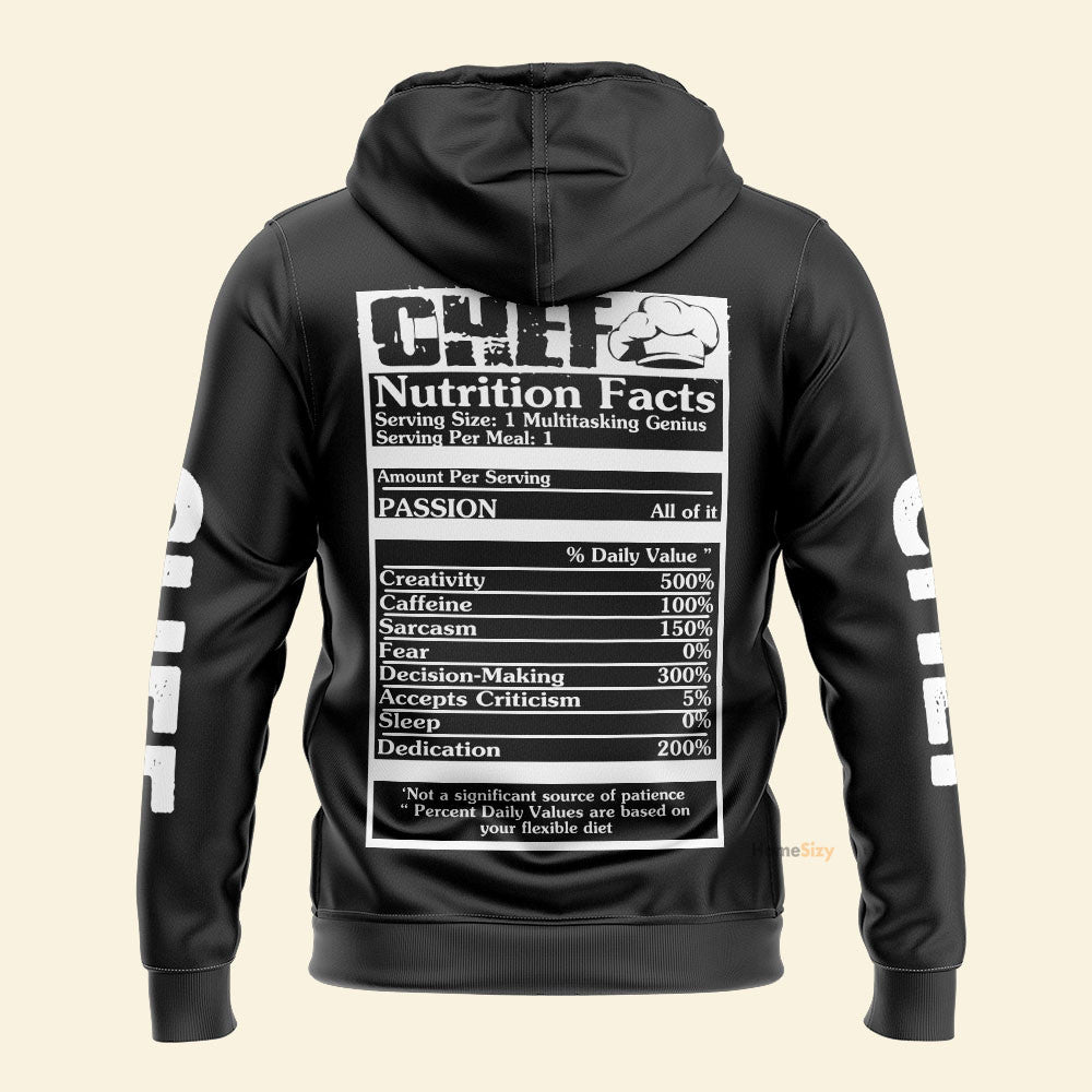 Personalized Custom Name 3D Chef Black Uniform Tshirt Hoodie - Image 2