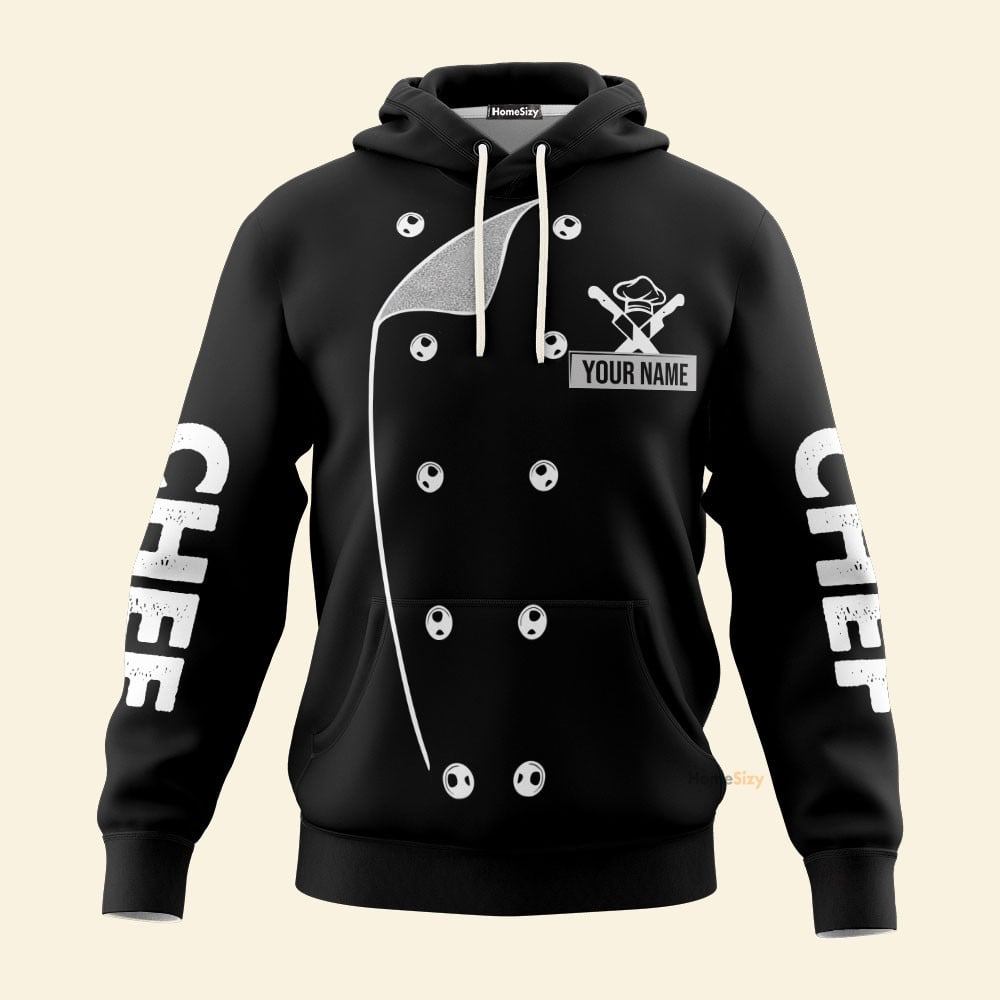 Personalized Custom Name 3D Chef Black Uniform Tshirt Hoodie