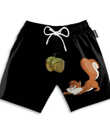 3D Squirrel Sneak Up To Nuts Custom Cosplay Beach Shorts Swim Trunks