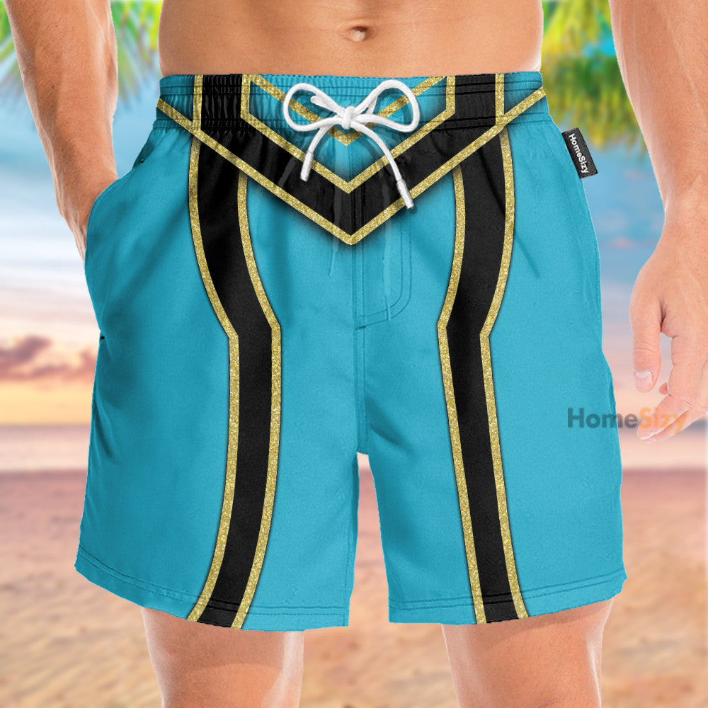 Power Rangers Mystic Force Blue Funny Cosplay Costume - Beach Shorts - Image 2