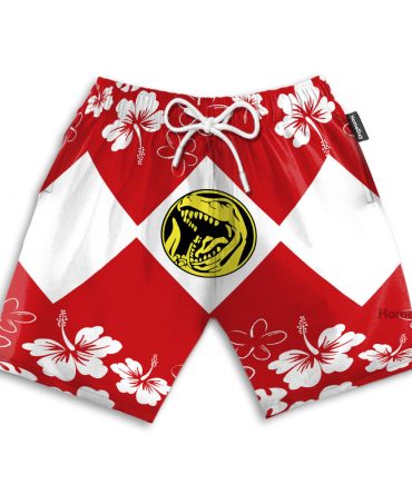 Mighty Morphin Power Ranger Red Funny Cosplay Costume - Beach Shorts