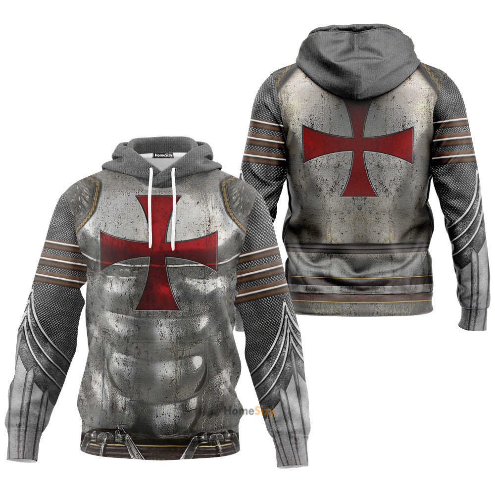 Knight Templar - 3D Zip Hoodies Tshirt Sweatshirt - Image 3
