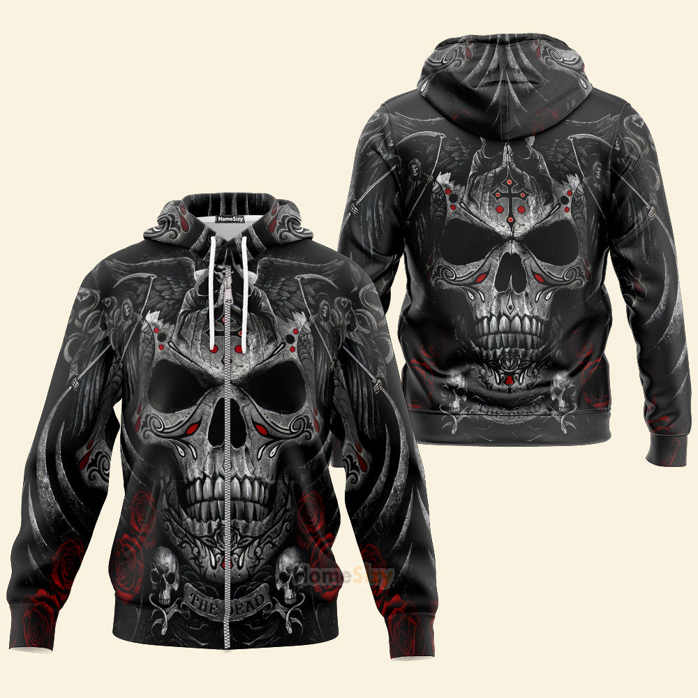 Grim Reaper Pray King Skull - 3D Hoodie - Image 3