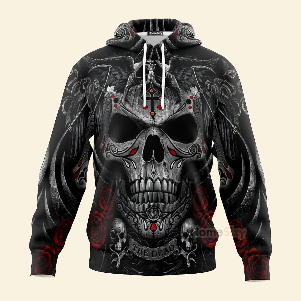 Grim Reaper Pray King Skull - 3D Hoodie