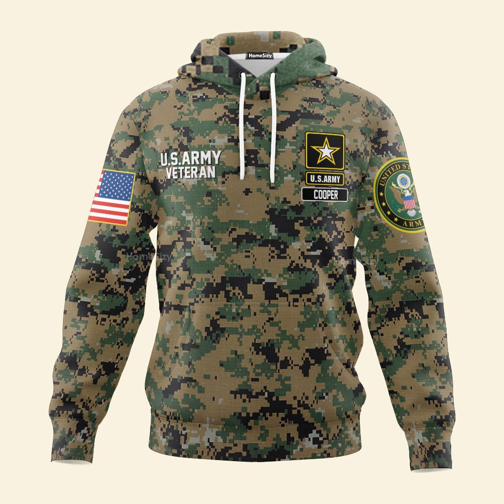 Personalized Custom Name 3D Us Army Veteran Hoodie Atp107093Hf