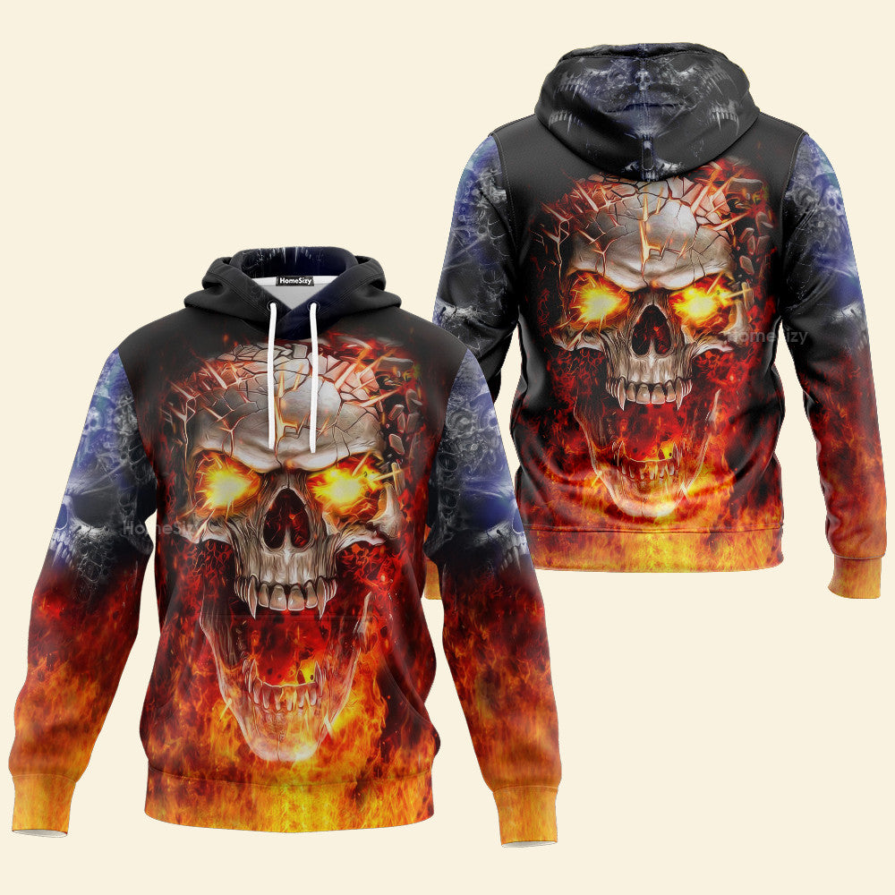 Mad Fire Skull 3D Printed Hoodie Qt5020601 - Image 3