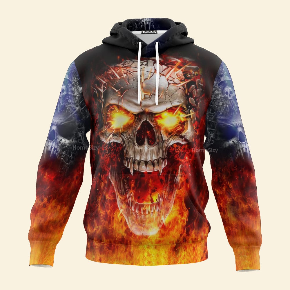 Mad Fire Skull 3D Printed Hoodie Qt5020601