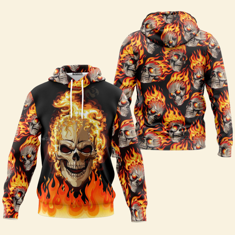 Ghost Fire Skull 3D Printed Hoodie Qt5020602 - Image 3