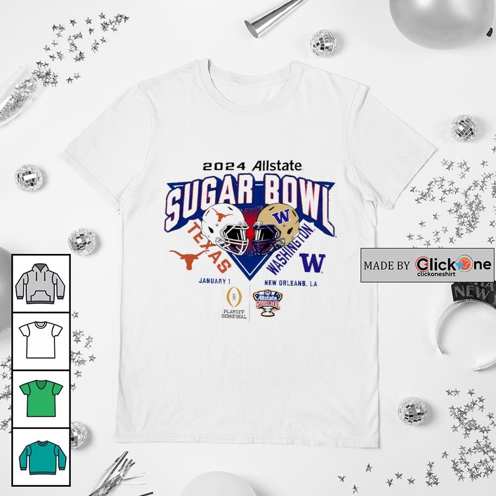 2024 Allstate Sugar Bowl Bound Texas Longhorns Vs Washington Huskies Head To Head Helmets Shirt