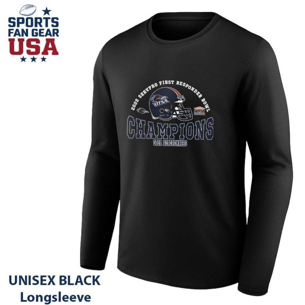 2025 First Responder Bowl December Champions Utsa Roadrunners Football Champions 2025 Servpro First Responder Bowl Helmet Shirt - Image 3