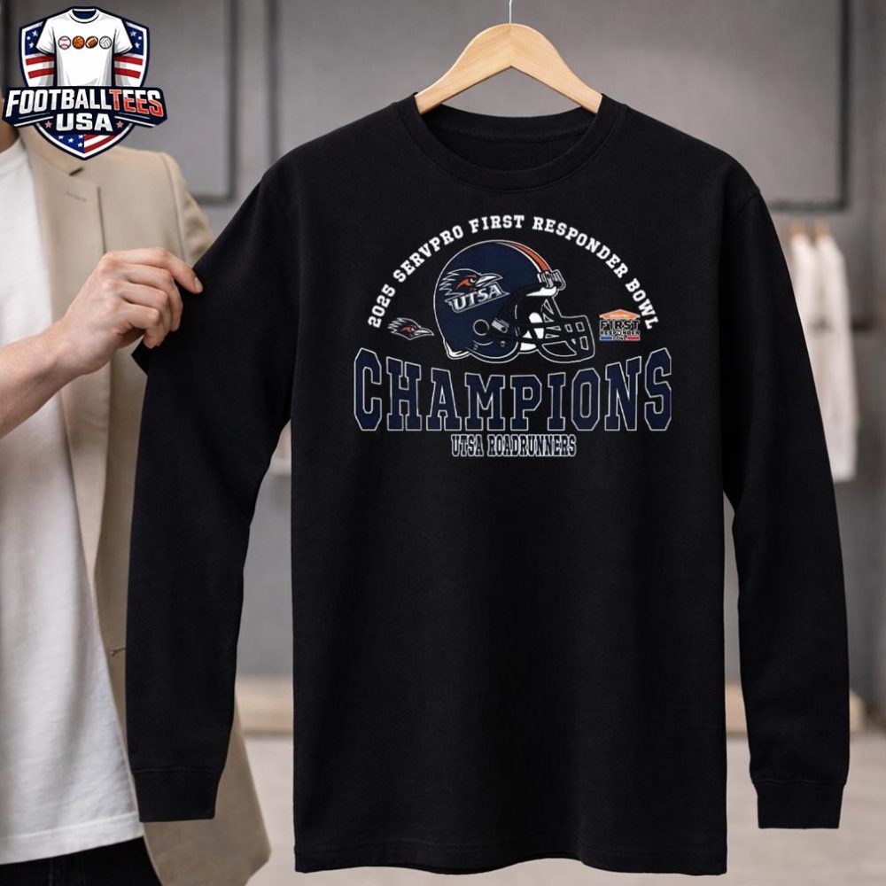 2025 First Responder Bowl December Champions Utsa Roadrunners Football Champions 2025 Servpro First Responder Bowl Helmet Unisex Shirt - Image 4