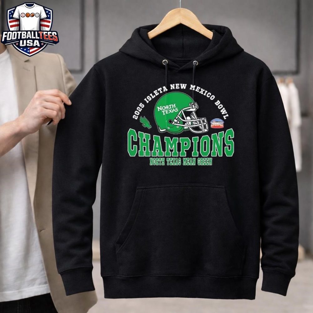 2025 New Mexico Bowl Champions North Texas Mean Green Football The Champions 2025 Isleta New Mexico Bowl Helmet Unisex Shirt - Image 3