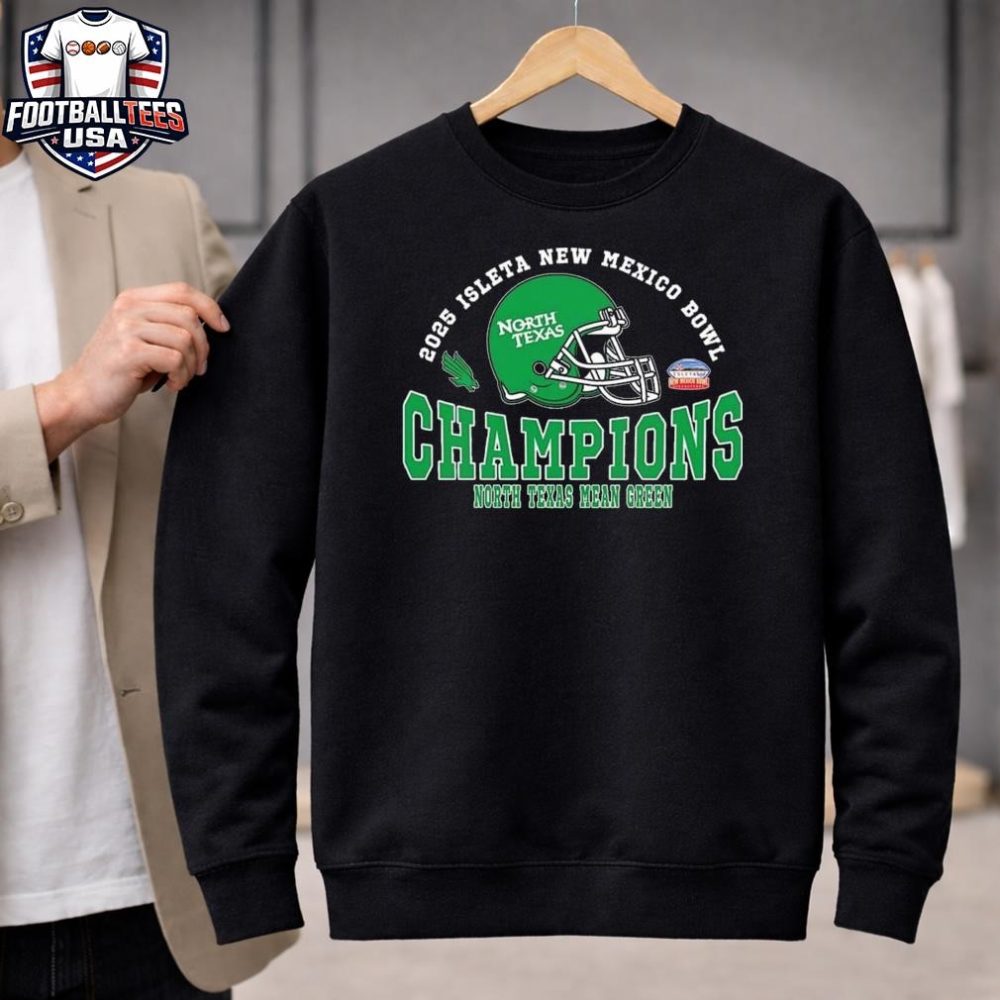 2025 New Mexico Bowl Champions North Texas Mean Green Football The Champions 2025 Isleta New Mexico Bowl Helmet Unisex Shirt - Image 2