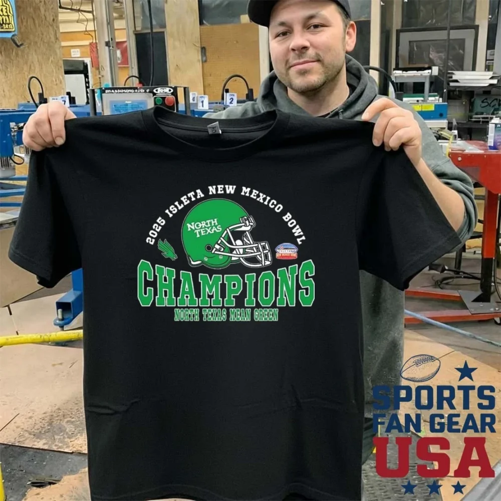 2025 New Mexico Bowl Champions North Texas Mean Green Football The Champions 2025 Isleta New Mexico Bowl Helmet T-Shirt