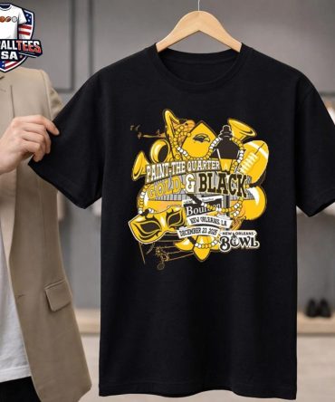 2025 New Orleans Bowl Paint The Quarter Gold &Amp; Black T-Shirt