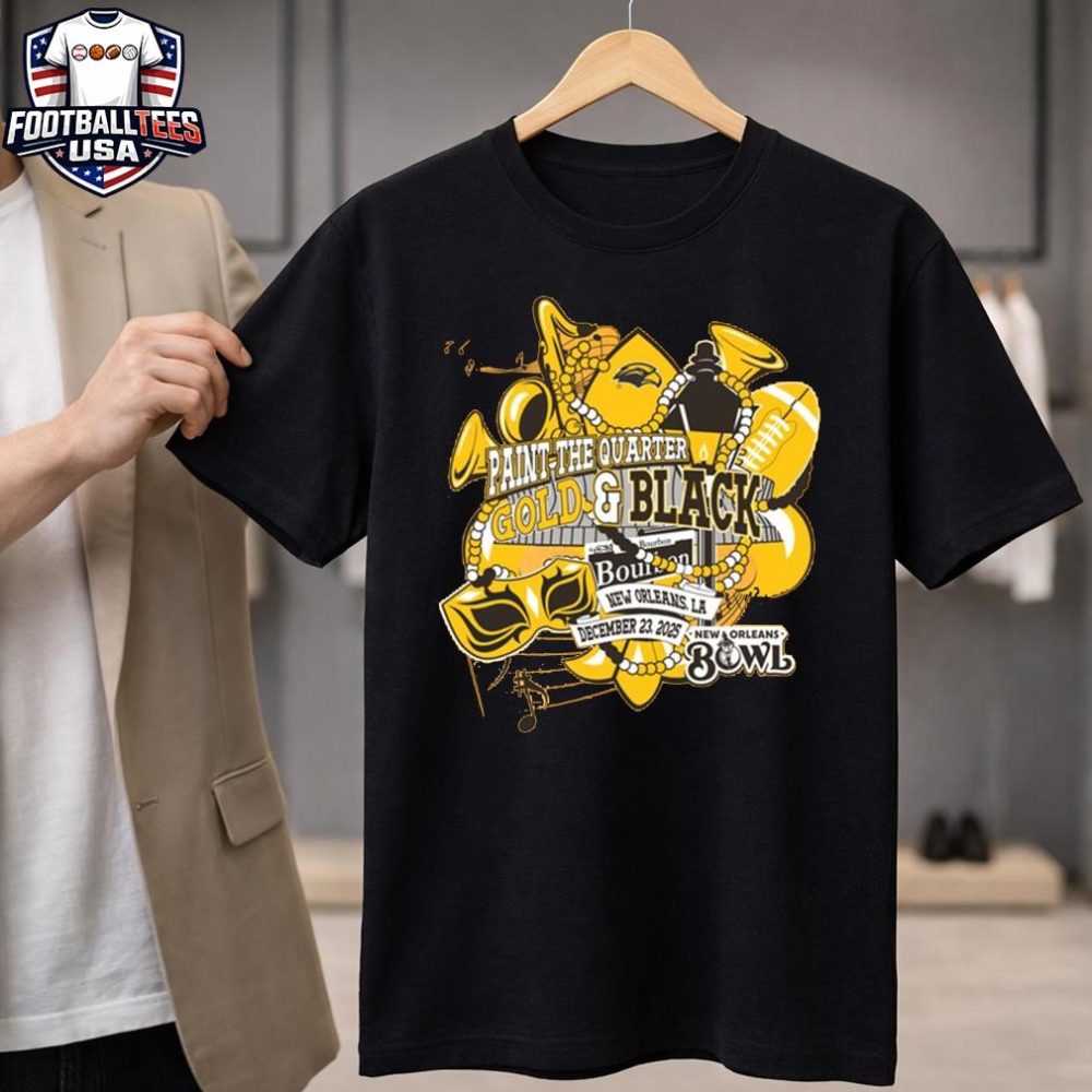2025 New Orleans Bowl Paint The Quarter Gold &Amp; Black T-Shirt
