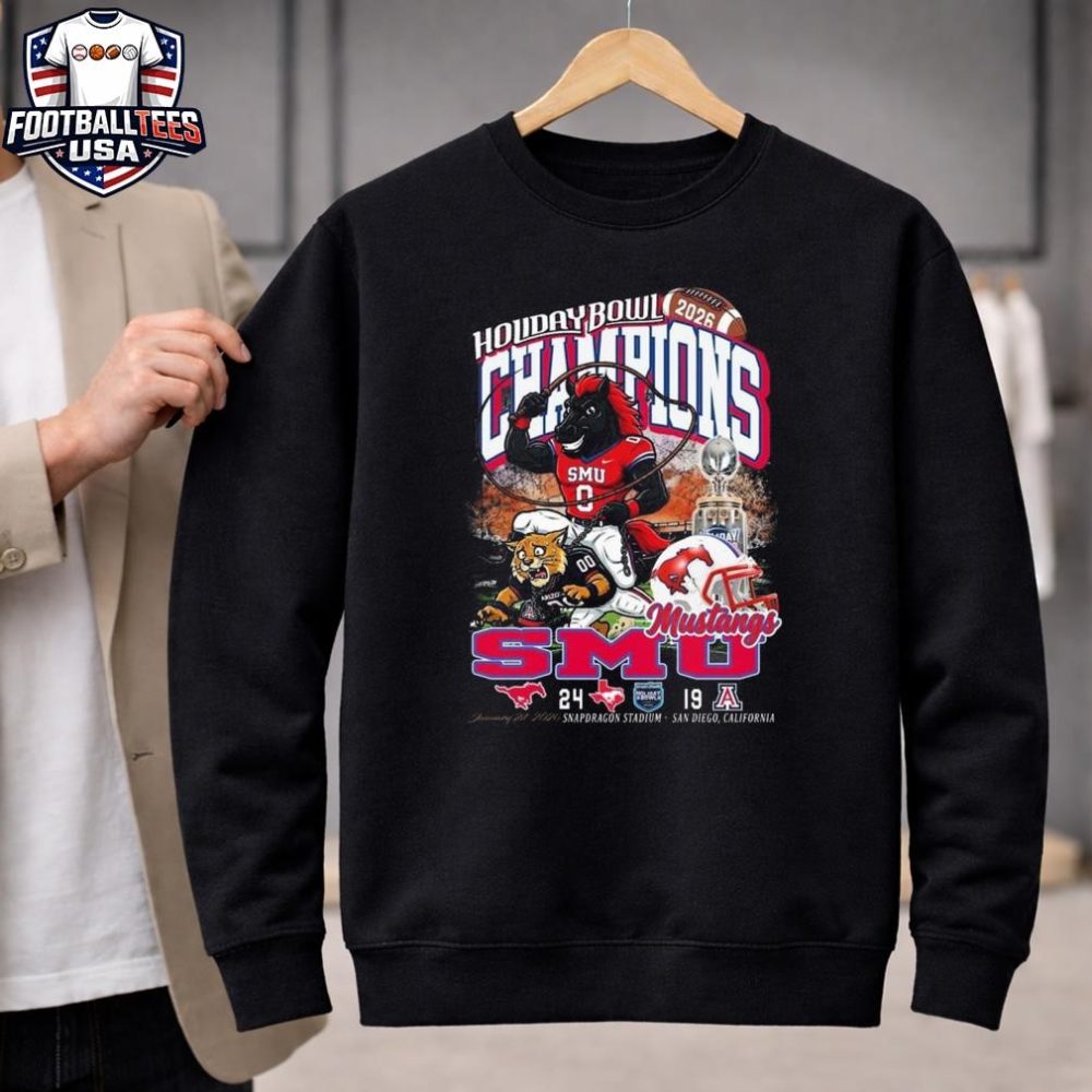 2026 Holiday Bowl Champions Smu Mustangs 24-19 Score Mascot Vintage Unisex Shirt - Image 2