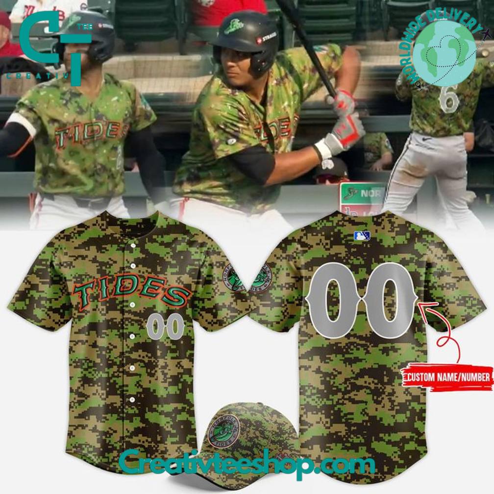 Norfolk Tides Special Camo Custom Baseball Jersey