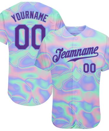 Custom 3D Pattern Design Abstract Trendy Holographic Vaporwave Style Authentic Baseball Jersey