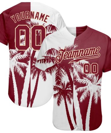 Custom 3D Pattern Design Hawaii Coconut Trees Authentic Baseball Jersey