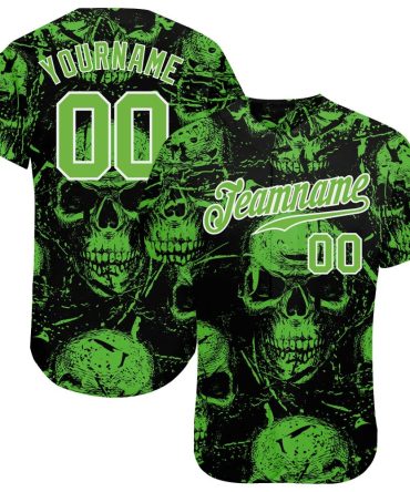 Custom 3D Pattern Halloween Skulls Authentic Baseball Jersey