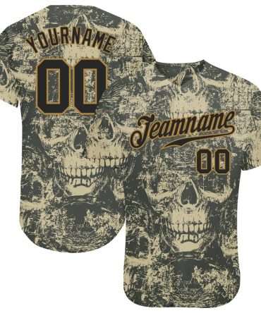 Custom 3D Pattern Halloween Skulls Authentic Baseball Jersey