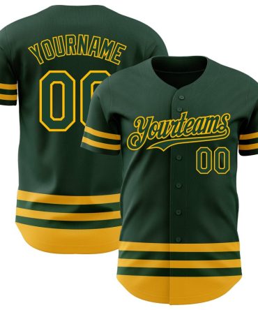 Custom Green Gold Line Authentic Baseball Jersey
