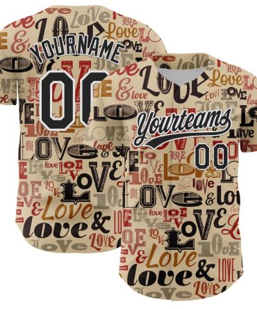 Custom City Cream Black-White 3D Love Valentine'S Day Authentic Baseball Jersey