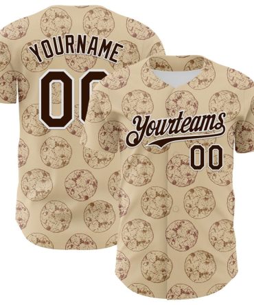 Custom City Cream Brown-White 3D Pattern Design Foodie Food Snack Chocolate Cookie Authentic Baseball Jersey