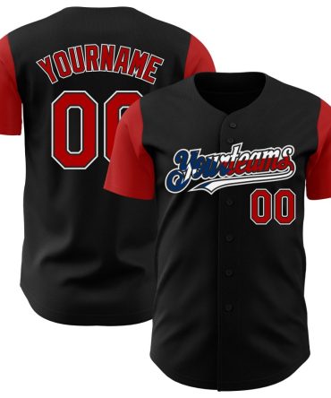 Custom Black Red White-Puerto Rican Flag 3D Puerto Rico Authentic Baseball Jersey