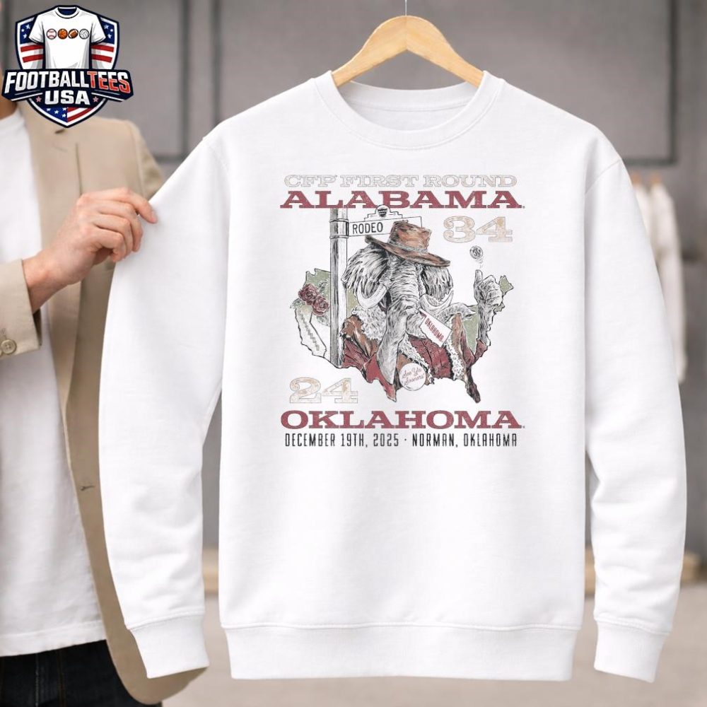 Alabama 34 24 Oklahoma Cfp First Round December 18Th 2025 Norman Oklahoma Unisex Shirt - Image 4
