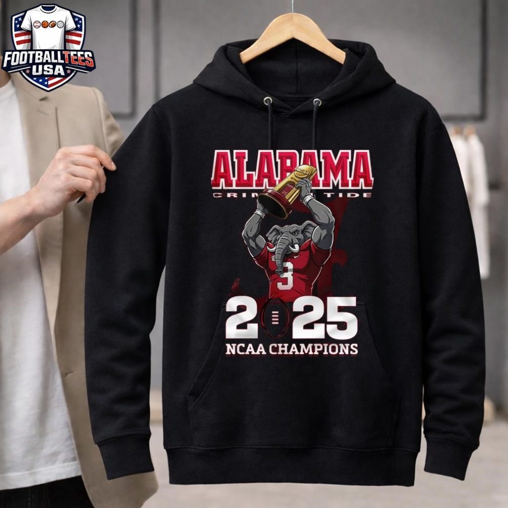 Alabama Crimson Tide 2025 Ncaa Champions Mascot Trophy Unisex Shirt - Image 3
