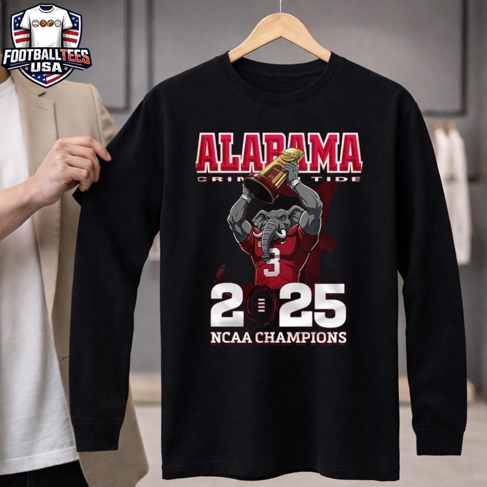Alabama Crimson Tide 2025 Ncaa Champions Mascot Trophy Unisex Shirt - Image 4
