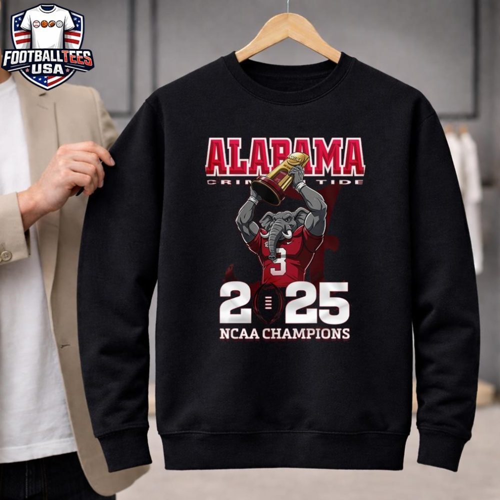 Alabama Crimson Tide 2025 Ncaa Champions Mascot Trophy Unisex Shirt - Image 2