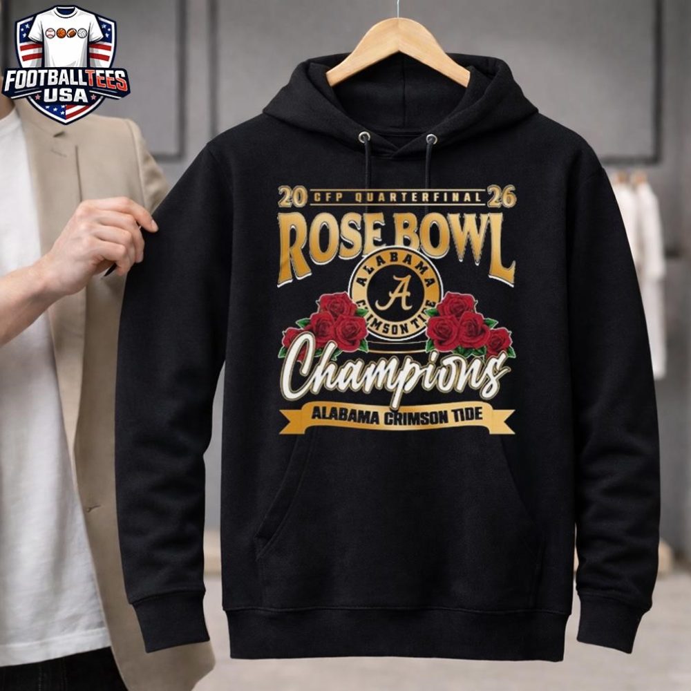 Alabama Crimson Tide Cfp Quarterfinal Rose Bowl Champions 2026 Gold Logo Unisex Shirt - Image 3