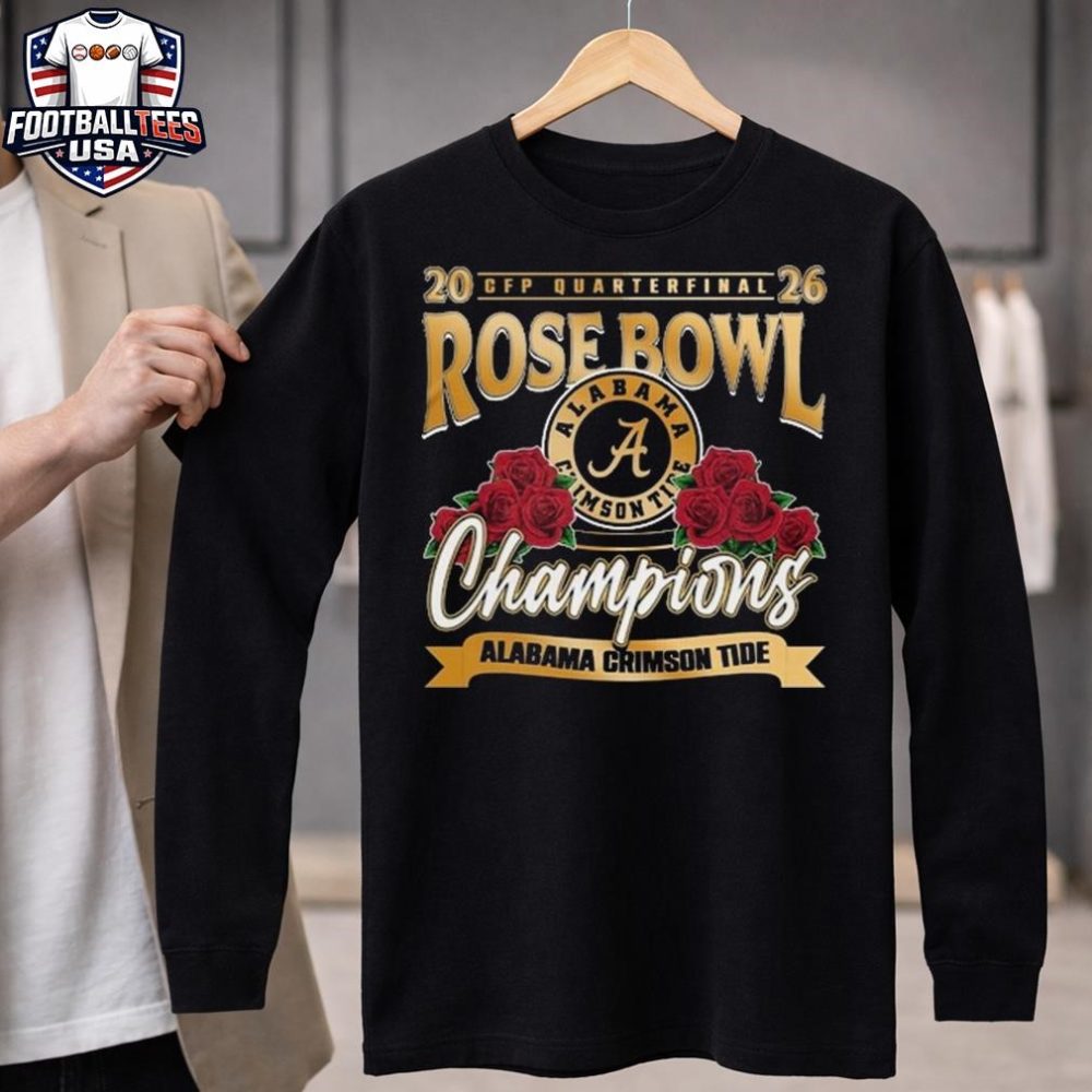 Alabama Crimson Tide Cfp Quarterfinal Rose Bowl Champions 2026 Gold Logo Unisex Shirt - Image 4