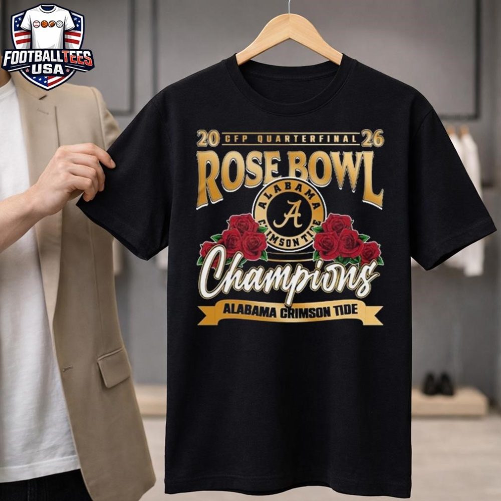 Alabama Crimson Tide Cfp Quarterfinal Rose Bowl Champions 2026 Gold Logo Unisex Shirt