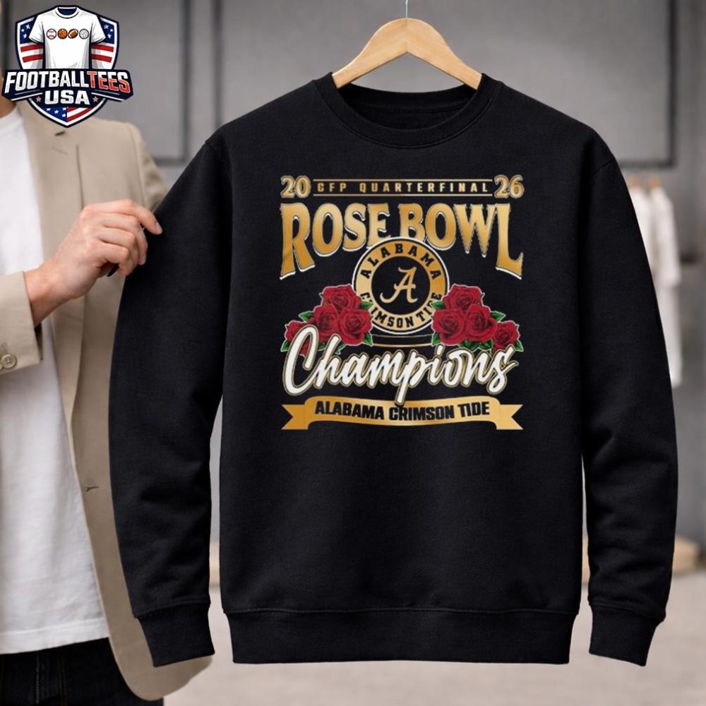 Alabama Crimson Tide Cfp Quarterfinal Rose Bowl Champions 2026 Gold Logo Unisex Shirt - Image 2