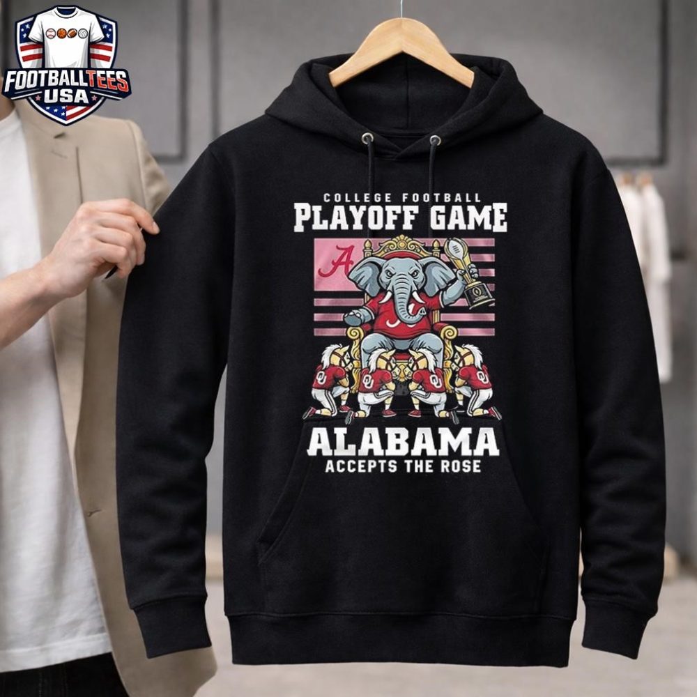 Alabama Crimson Tide College Football Playoff Game Alabama Accepts The Rose 2026 Mascot Unisex Shirt - Image 3