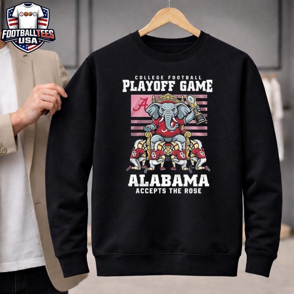 Alabama Crimson Tide College Football Playoff Game Alabama Accepts The Rose 2026 Mascot Unisex Shirt - Image 2